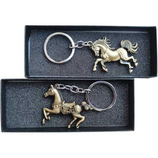 Ratnatraya Horse in Horseshoe Keychain for Bad Eye, Negativity and